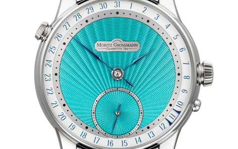 Moritz Grossmann推出Date Turquoise小三針日歷腕表：綠松石色璣鏤紋表盤